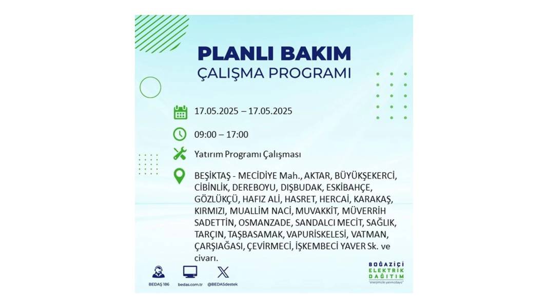 O İLÇELER KARANLIĞA BÜRÜNECEK: 17 Mayıs Cumartesi İstanbul elektrik kesintisi. BEDAŞ o ilçeleri uyardı! 13