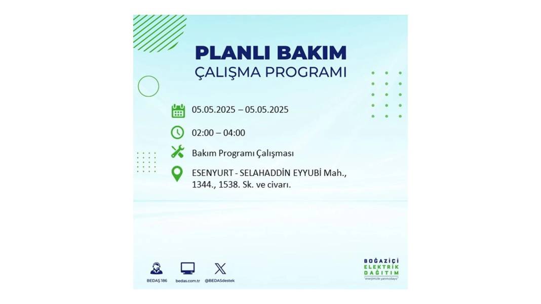BÜYÜK ELEKTRİK KESİNTİSİ YAŞANACAK: BEDAŞ 5 Mayıs Pazartesi elektrik kesintisi yaşayacak ilçeleri sıraladı! 52