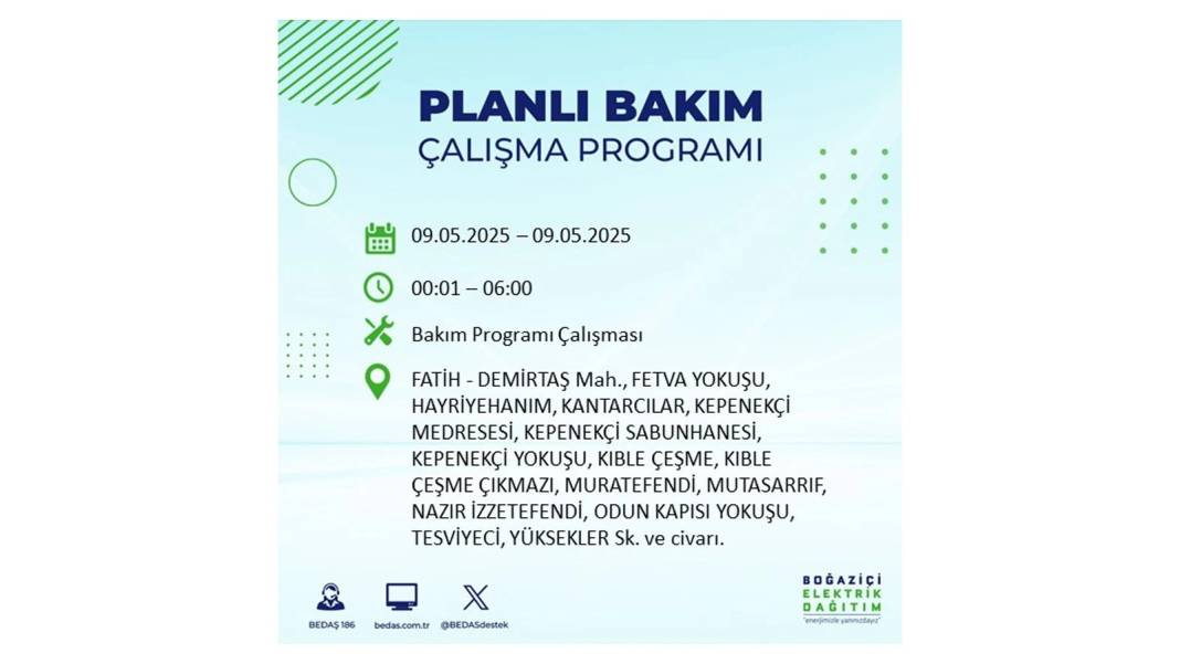 O İLÇELER KARANLIĞA GÖMÜLECEK: 9 Mayıs Cuma elektrik kesintisi yaşayacak ilçeler belli oldu. BEDAŞ'tan uyarı geldi! 40