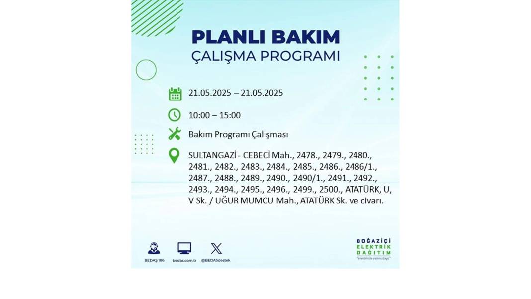 KARANLIĞA GÖMÜLECEKLER: 21 Mayıs Çarşamba İstanbul elektrik kesintisi. BEDAŞ elektrik kesintisi yaşayacakları sıraladı! 5