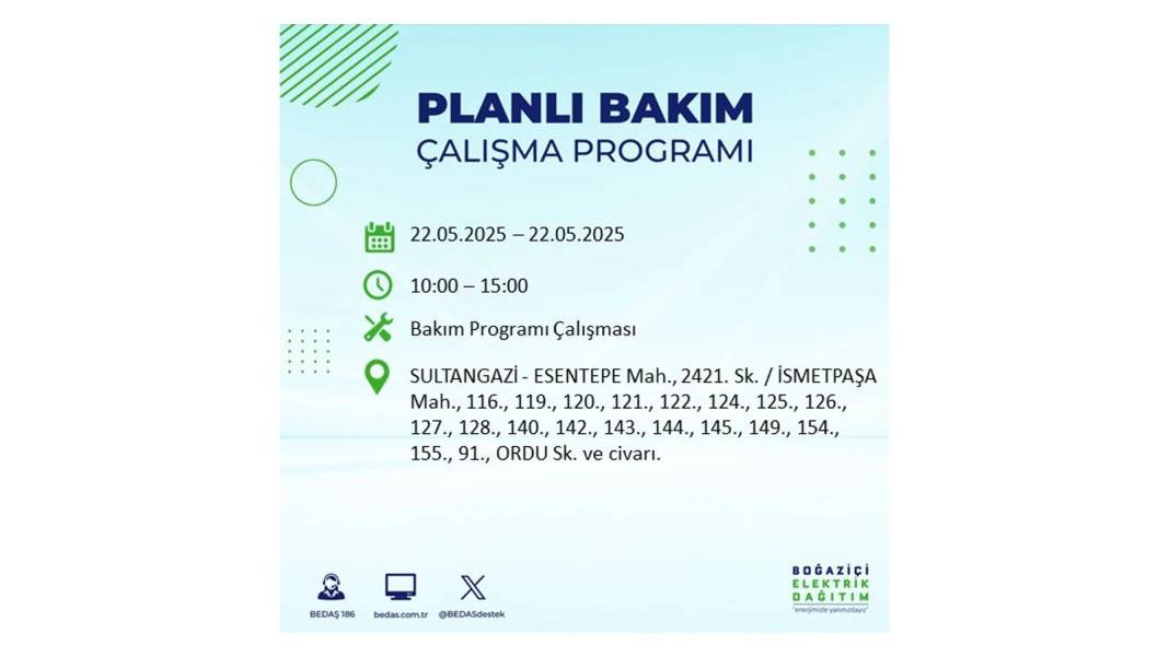 BÜYÜK KESİNTİ YAŞANACAK: 22 Mayıs Perşembe İstanbul elektrik kesintisi. BEDAŞ elektrik kesintisi yaşayacak ilçeleri sıraladı 6