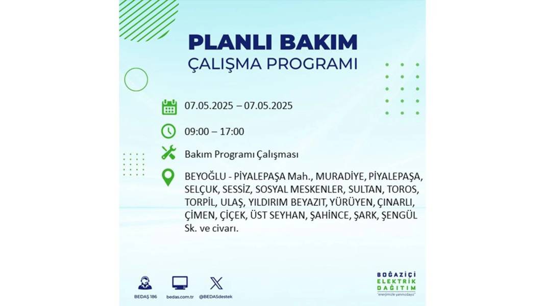 BÜYÜK ELEKTRİK KESİNTİSİ YAŞANACAK: BEDAŞ 7 Mayıs Çarşamba günü elektrik kesintisi yaşayacak ilçeleri sıraladı! 27