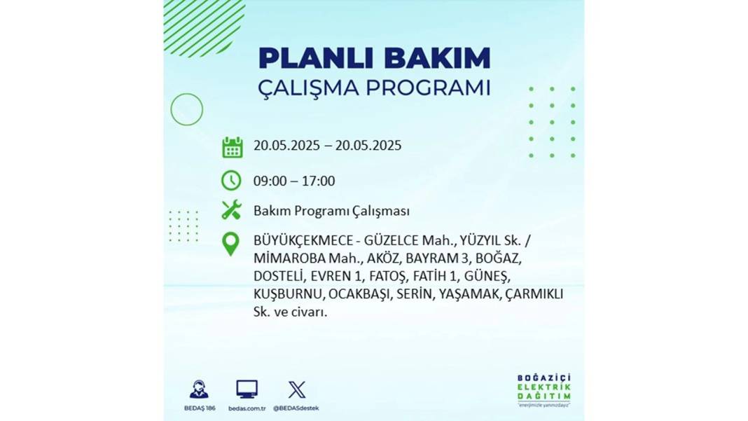 BÜYÜK KESİNTİ YAŞANACAK: 20 Mayıs İstanbul elektrik kesintisi. BEDAŞ elektrik kesintisi yaşayacak ilçeleri teker teker duyurdu! 34