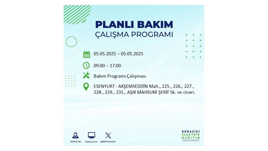 BÜYÜK ELEKTRİK KESİNTİSİ YAŞANACAK: BEDAŞ 5 Mayıs Pazartesi elektrik kesintisi yaşayacak ilçeleri sıraladı! 49