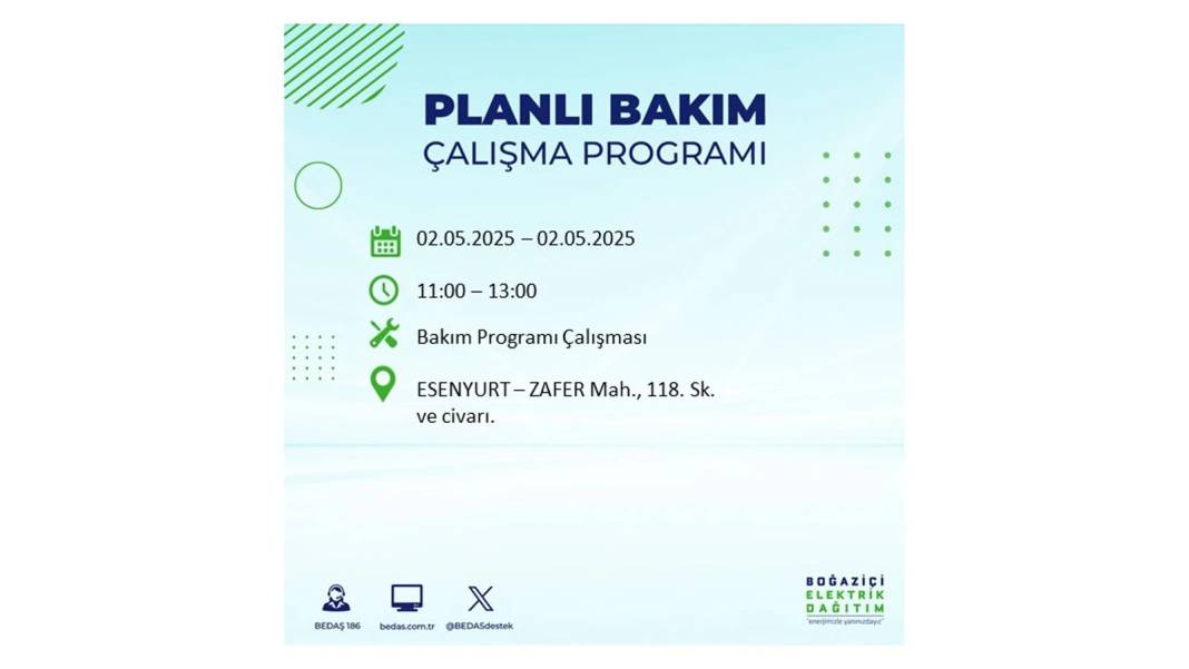 SAATLERCE ELEKTRİK OLMAYACAK: 2 Mayıs Cuma İstanbul elektrik kesintisi. BEDAŞ o ilçeleri sıraladı 35