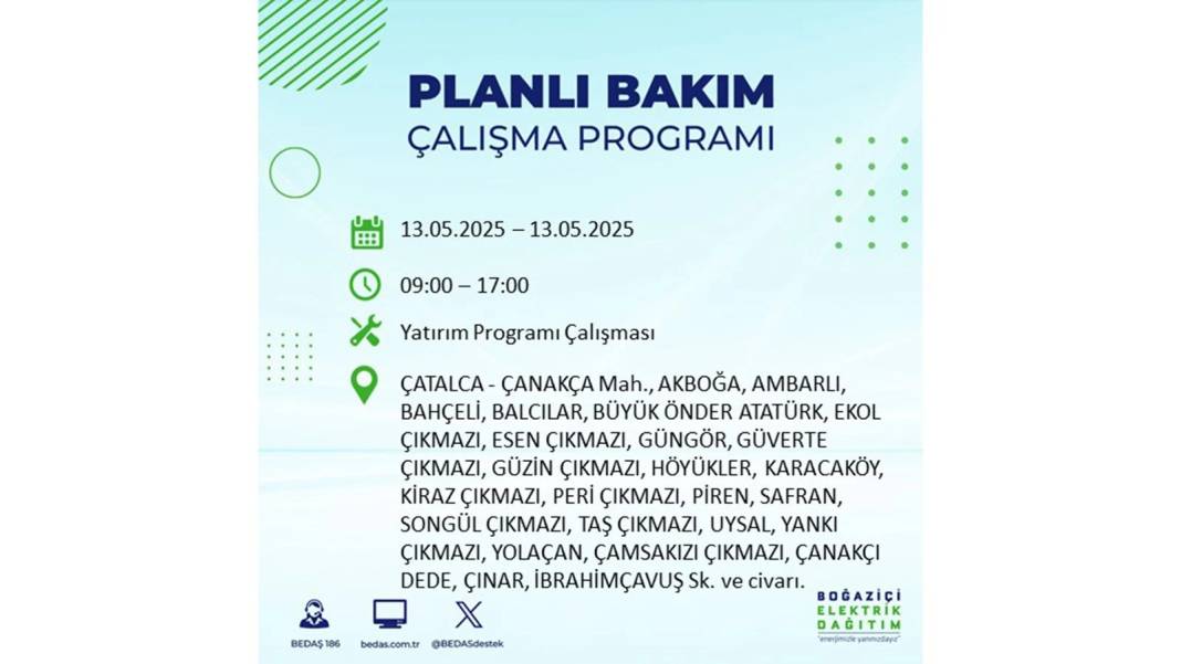 KARANLIĞA GÖMÜLECEKLER: 13 Mayıs Salı İstanbul elektrik kesintisi. BEDAŞ elektrik kesintisi yaşayacak ilçeleri sıraladı 18