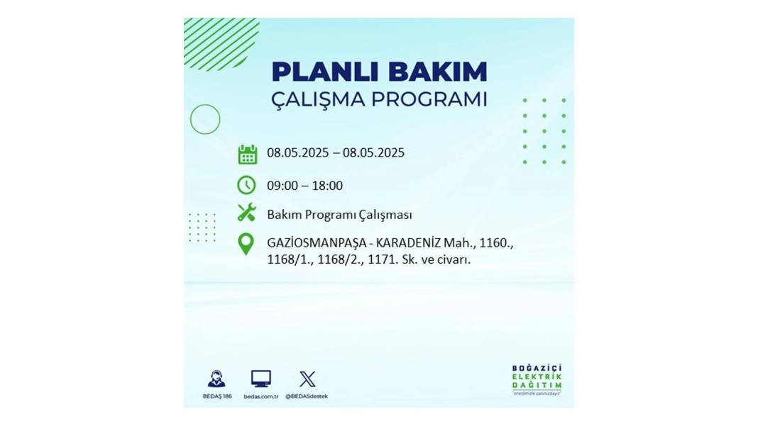 BÜYÜK ELEKTRİK KESİNTİSİ YAŞANACAK: 8 Mayıs Perşembe İstanbul elektrik kesintisi. BEDAŞ o ilçeleri uyardı! 37