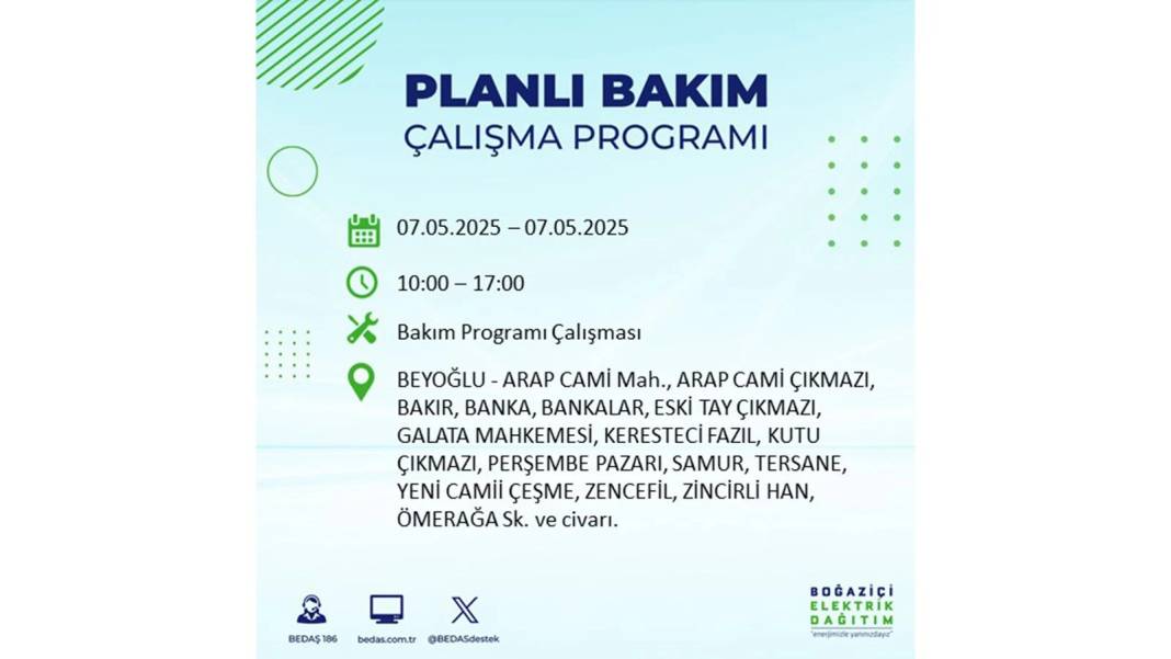 BÜYÜK ELEKTRİK KESİNTİSİ YAŞANACAK: BEDAŞ 7 Mayıs Çarşamba günü elektrik kesintisi yaşayacak ilçeleri sıraladı! 23