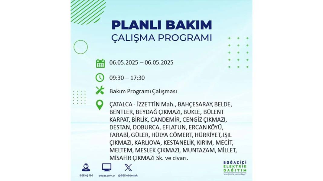 KARANLIĞA GÖMÜLECEKLER: 6 Mayıs Salı İstanbul elektrik kesintisi. BEDAŞ o ilçeleri teker teker uyardı 66
