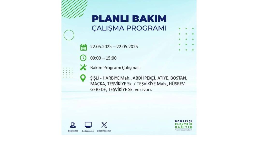 BÜYÜK KESİNTİ YAŞANACAK: 22 Mayıs Perşembe İstanbul elektrik kesintisi. BEDAŞ elektrik kesintisi yaşayacak ilçeleri sıraladı 9