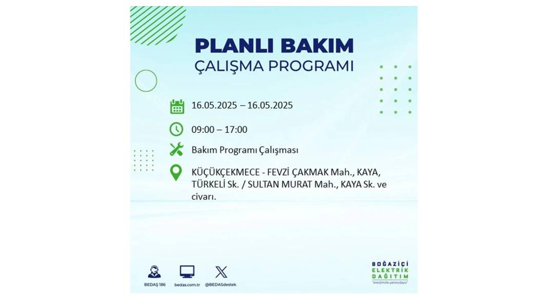 KARANLIĞA HAPSOLACAKLAR: 16 Mayıs Cuma İstanbul elektrik kesintisi. BEDAŞ elektrik kesintisi yaşayacak ilçeleri sıraladı! 24