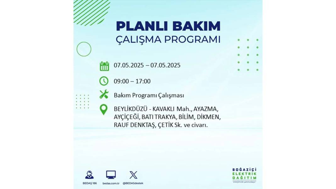 BÜYÜK ELEKTRİK KESİNTİSİ YAŞANACAK: BEDAŞ 7 Mayıs Çarşamba günü elektrik kesintisi yaşayacak ilçeleri sıraladı! 24