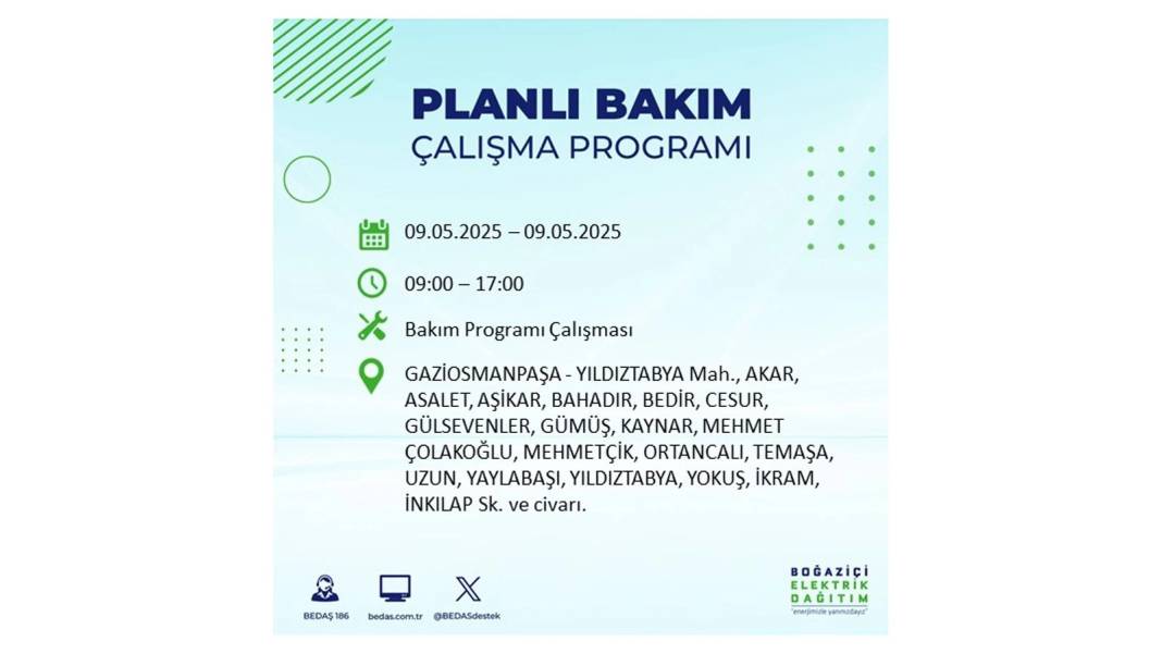 O İLÇELER KARANLIĞA GÖMÜLECEK: 9 Mayıs Cuma elektrik kesintisi yaşayacak ilçeler belli oldu. BEDAŞ'tan uyarı geldi! 35