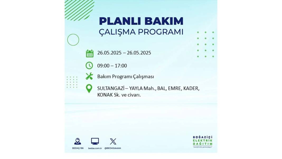 BÜYÜK ELEKTRİK KESİNTİSİ YAŞANACAK: BEDAŞ 26 Mayıs Pazartesi günü elektrik kesintisi yaşayacak ilçeleri sıraladı! 4