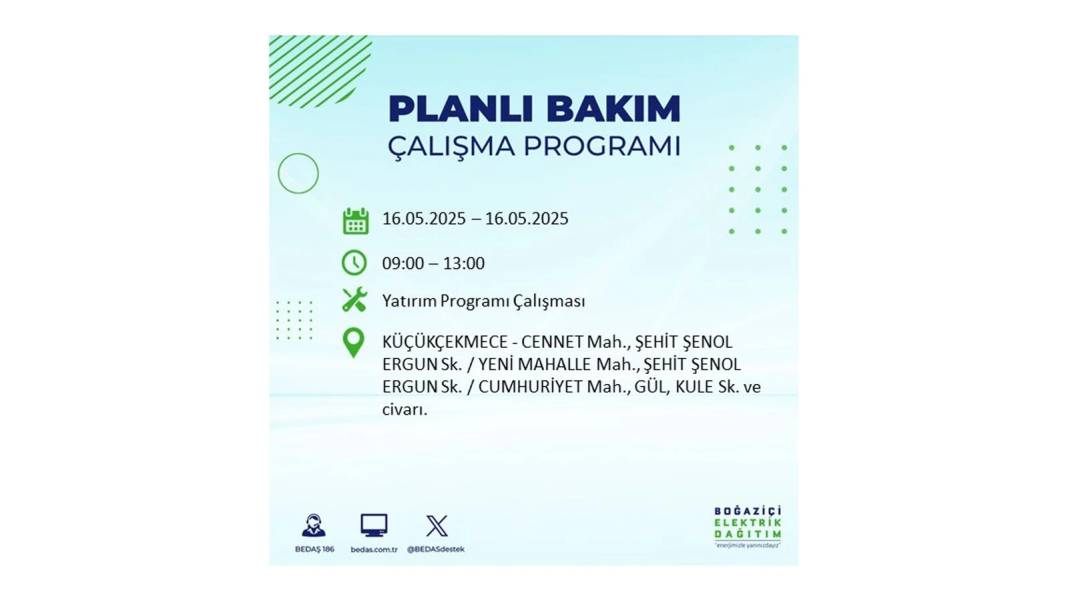 KARANLIĞA HAPSOLACAKLAR: 16 Mayıs Cuma İstanbul elektrik kesintisi. BEDAŞ elektrik kesintisi yaşayacak ilçeleri sıraladı! 26