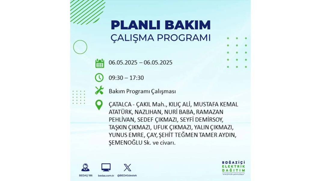 KARANLIĞA GÖMÜLECEKLER: 6 Mayıs Salı İstanbul elektrik kesintisi. BEDAŞ o ilçeleri teker teker uyardı 63