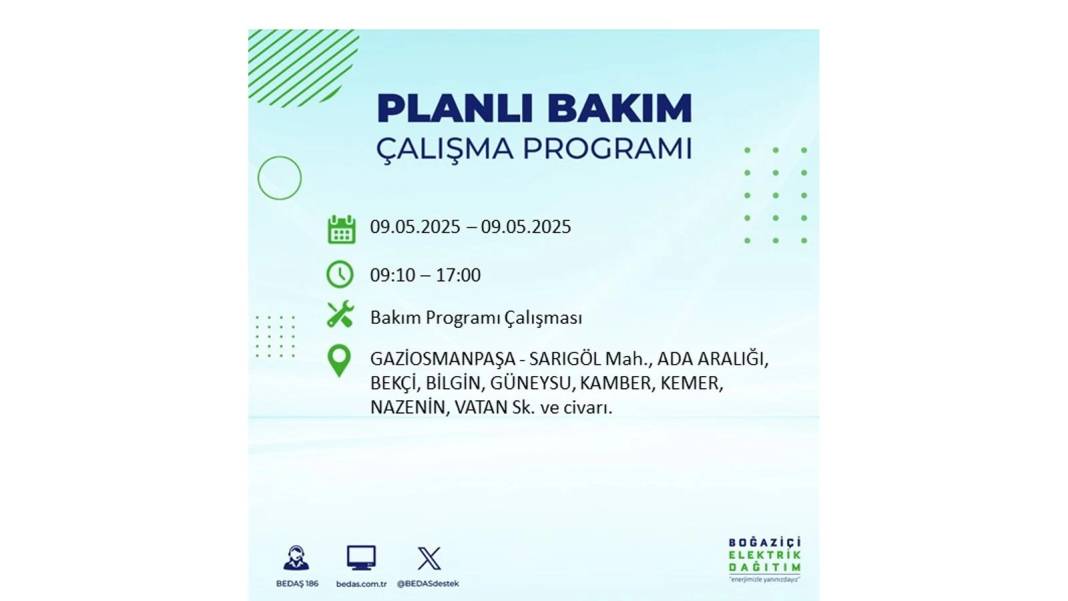 O İLÇELER KARANLIĞA GÖMÜLECEK: 9 Mayıs Cuma elektrik kesintisi yaşayacak ilçeler belli oldu. BEDAŞ'tan uyarı geldi! 34