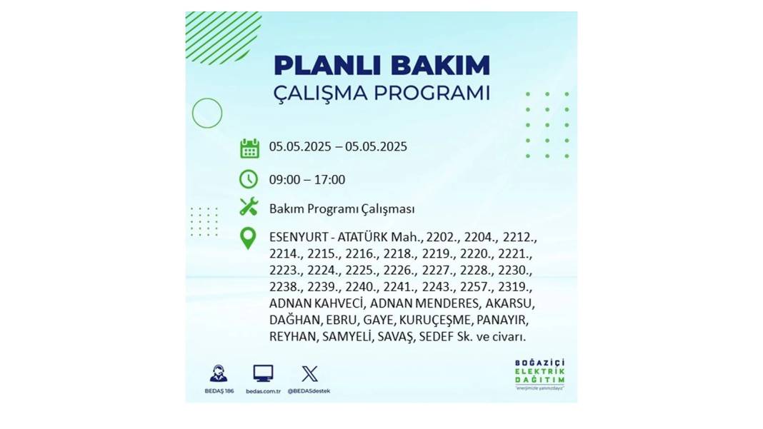 BÜYÜK ELEKTRİK KESİNTİSİ YAŞANACAK: BEDAŞ 5 Mayıs Pazartesi elektrik kesintisi yaşayacak ilçeleri sıraladı! 48