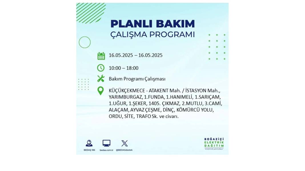 KARANLIĞA HAPSOLACAKLAR: 16 Mayıs Cuma İstanbul elektrik kesintisi. BEDAŞ elektrik kesintisi yaşayacak ilçeleri sıraladı! 25