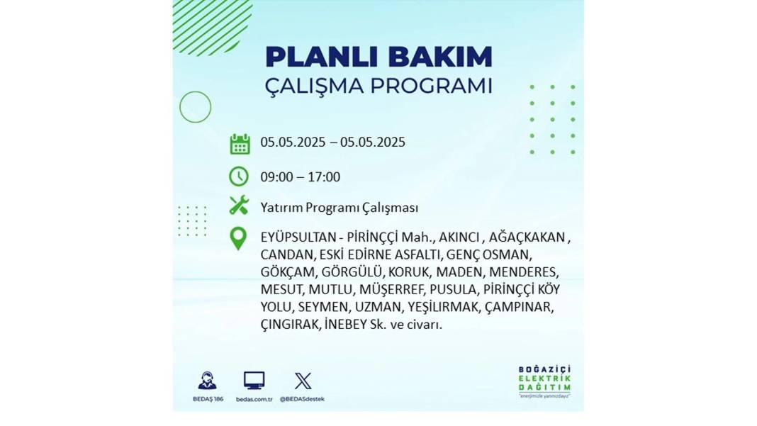 BÜYÜK ELEKTRİK KESİNTİSİ YAŞANACAK: BEDAŞ 5 Mayıs Pazartesi elektrik kesintisi yaşayacak ilçeleri sıraladı! 43