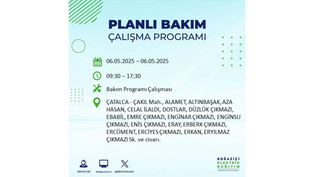 KARANLIĞA GÖMÜLECEKLER: 6 Mayıs Salı İstanbul elektrik kesintisi. BEDAŞ o ilçeleri teker teker uyardı 60