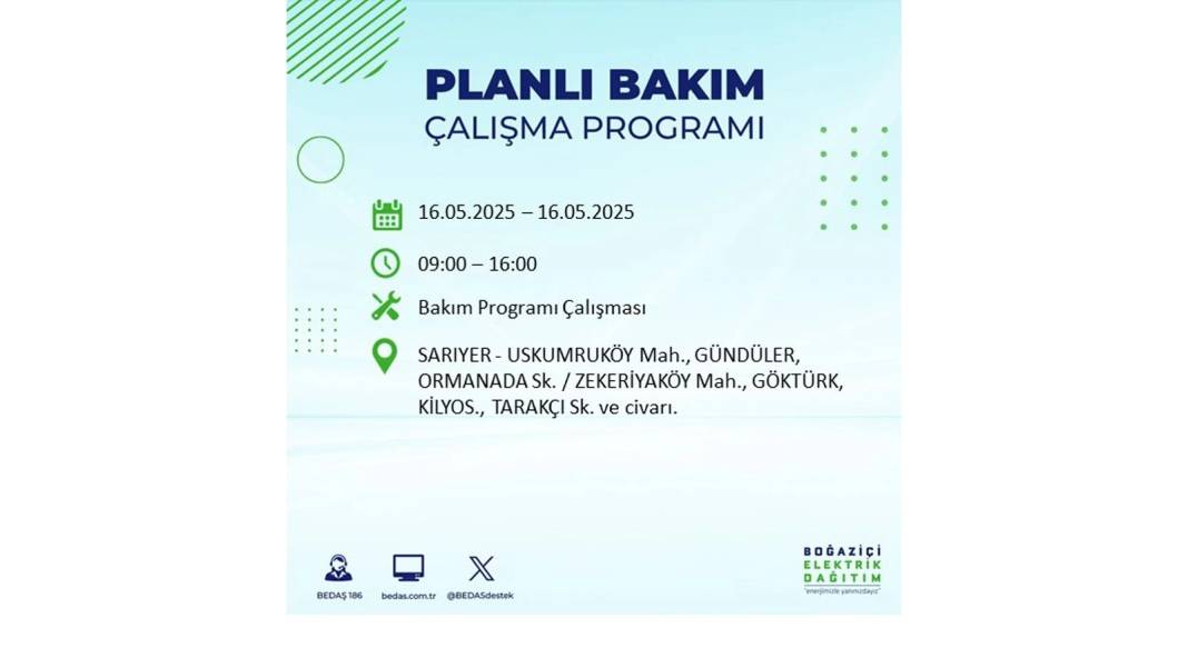 KARANLIĞA HAPSOLACAKLAR: 16 Mayıs Cuma İstanbul elektrik kesintisi. BEDAŞ elektrik kesintisi yaşayacak ilçeleri sıraladı! 21