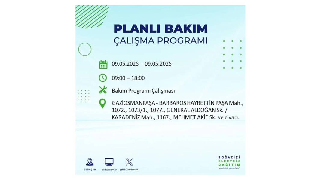 O İLÇELER KARANLIĞA GÖMÜLECEK: 9 Mayıs Cuma elektrik kesintisi yaşayacak ilçeler belli oldu. BEDAŞ'tan uyarı geldi! 30