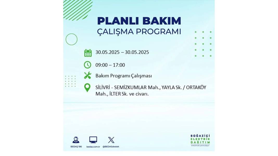 ELEKTRİKLER SAATLERCE OLMAYACAK: BEDAŞ 30 Mayıs Cuma günü elektrik kesintisi yaşayacak ilçeleri sıraladı 3