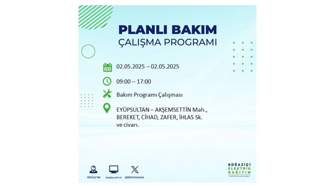 SAATLERCE ELEKTRİK OLMAYACAK: 2 Mayıs Cuma İstanbul elektrik kesintisi. BEDAŞ o ilçeleri sıraladı 28