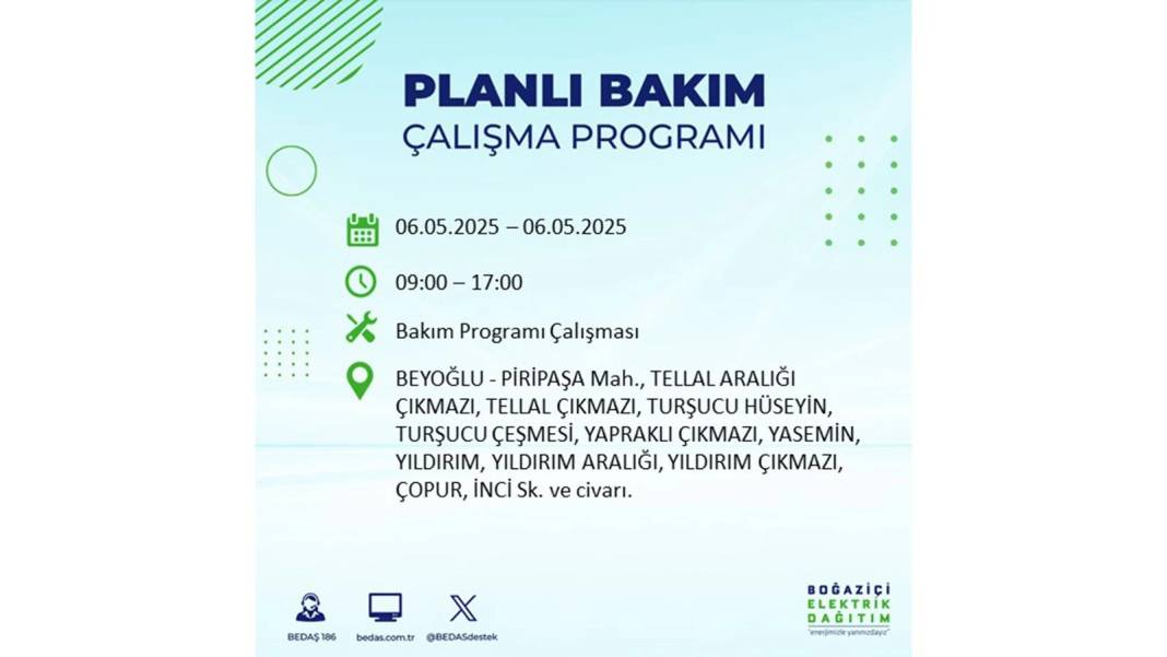 KARANLIĞA GÖMÜLECEKLER: 6 Mayıs Salı İstanbul elektrik kesintisi. BEDAŞ o ilçeleri teker teker uyardı 59