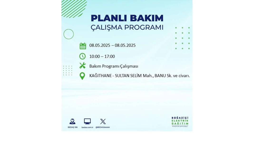 BÜYÜK ELEKTRİK KESİNTİSİ YAŞANACAK: 8 Mayıs Perşembe İstanbul elektrik kesintisi. BEDAŞ o ilçeleri uyardı! 31