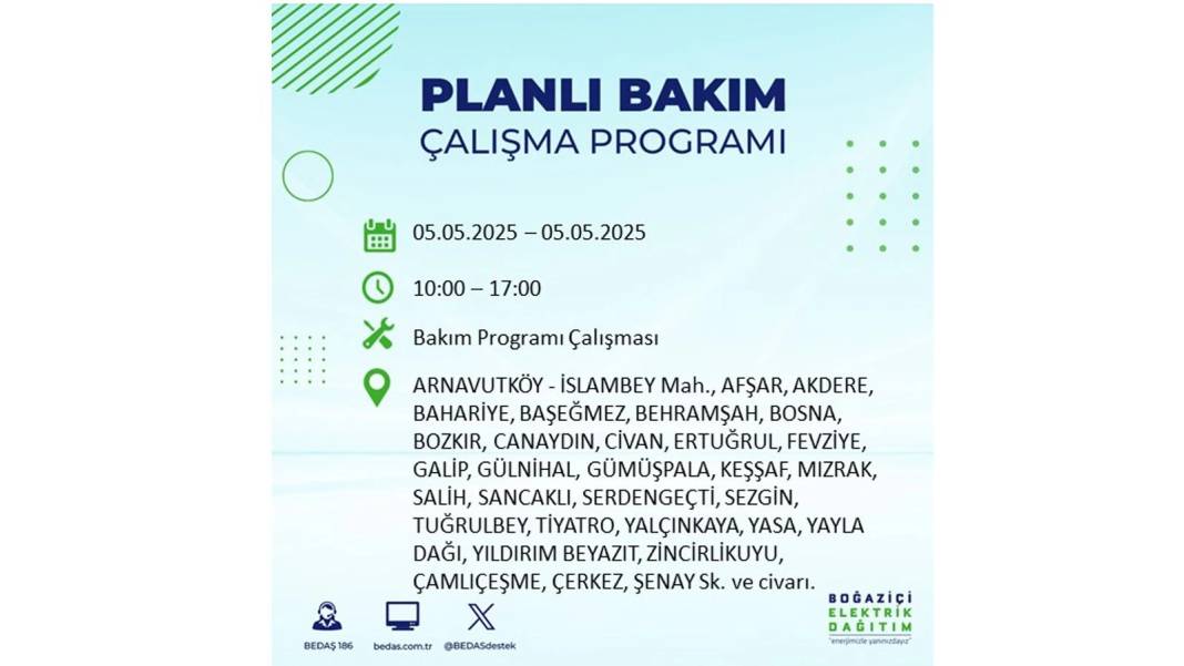 BÜYÜK ELEKTRİK KESİNTİSİ YAŞANACAK: BEDAŞ 5 Mayıs Pazartesi elektrik kesintisi yaşayacak ilçeleri sıraladı! 101