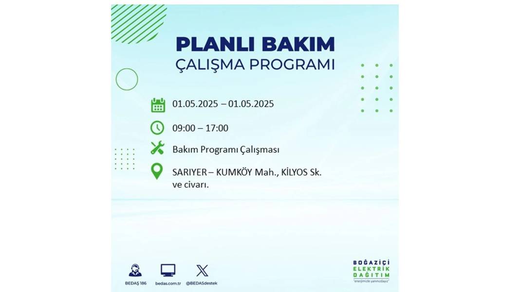 KARANLIĞA HAPSOLACAKLAR: 1 Mayıs Perşembe İstanbul elektrik kesintisi. BEDAŞ o ilçeleri teker teker uyardı 4