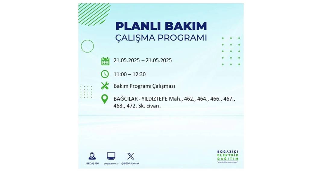 KARANLIĞA GÖMÜLECEKLER: 21 Mayıs Çarşamba İstanbul elektrik kesintisi. BEDAŞ elektrik kesintisi yaşayacakları sıraladı! 58