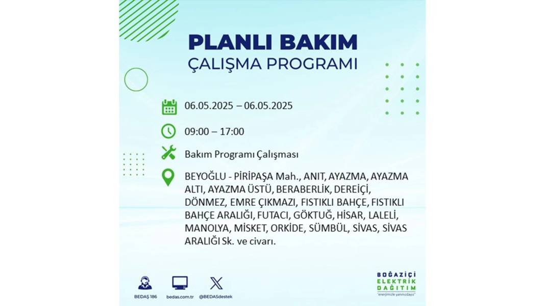 KARANLIĞA GÖMÜLECEKLER: 6 Mayıs Salı İstanbul elektrik kesintisi. BEDAŞ o ilçeleri teker teker uyardı 58