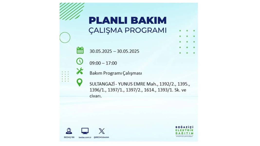 ELEKTRİKLER SAATLERCE OLMAYACAK: BEDAŞ 30 Mayıs Cuma günü elektrik kesintisi yaşayacak ilçeleri sıraladı 4