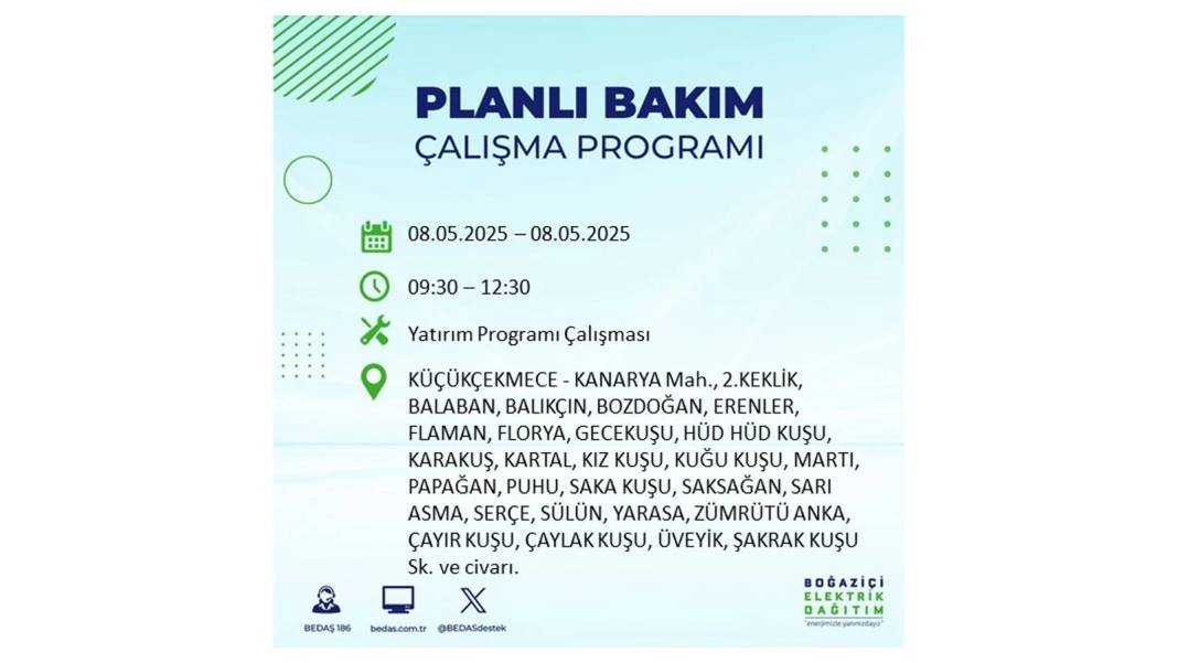 BÜYÜK ELEKTRİK KESİNTİSİ YAŞANACAK: 8 Mayıs Perşembe İstanbul elektrik kesintisi. BEDAŞ o ilçeleri uyardı! 29