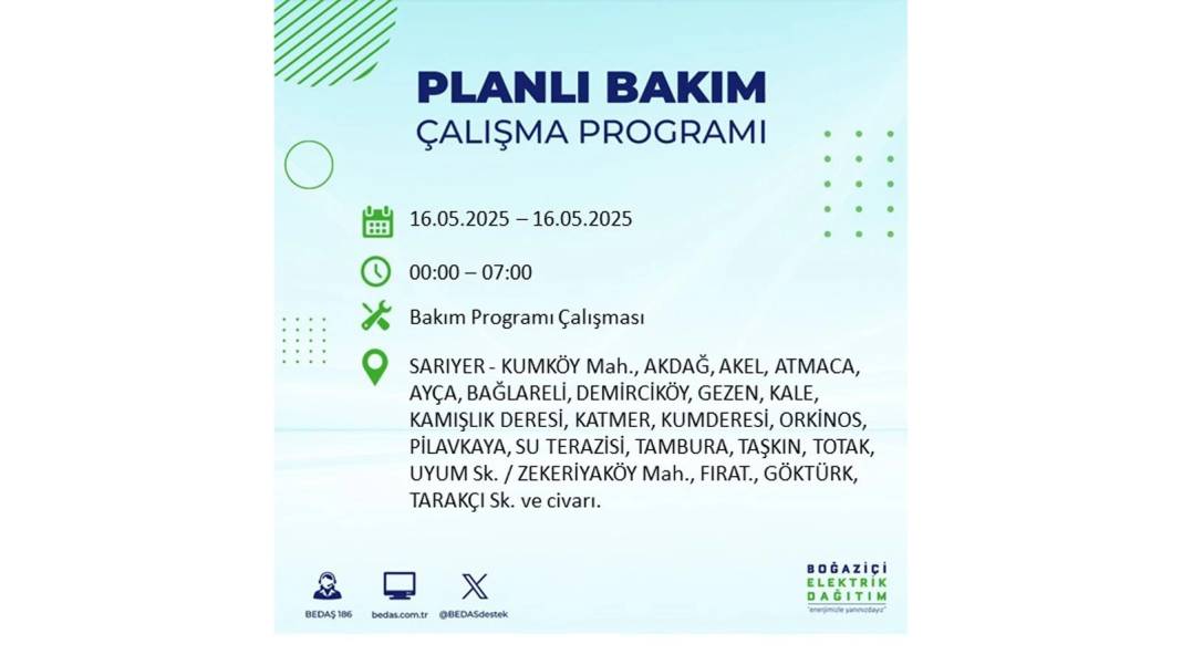 KARANLIĞA HAPSOLACAKLAR: 16 Mayıs Cuma İstanbul elektrik kesintisi. BEDAŞ elektrik kesintisi yaşayacak ilçeleri sıraladı! 19