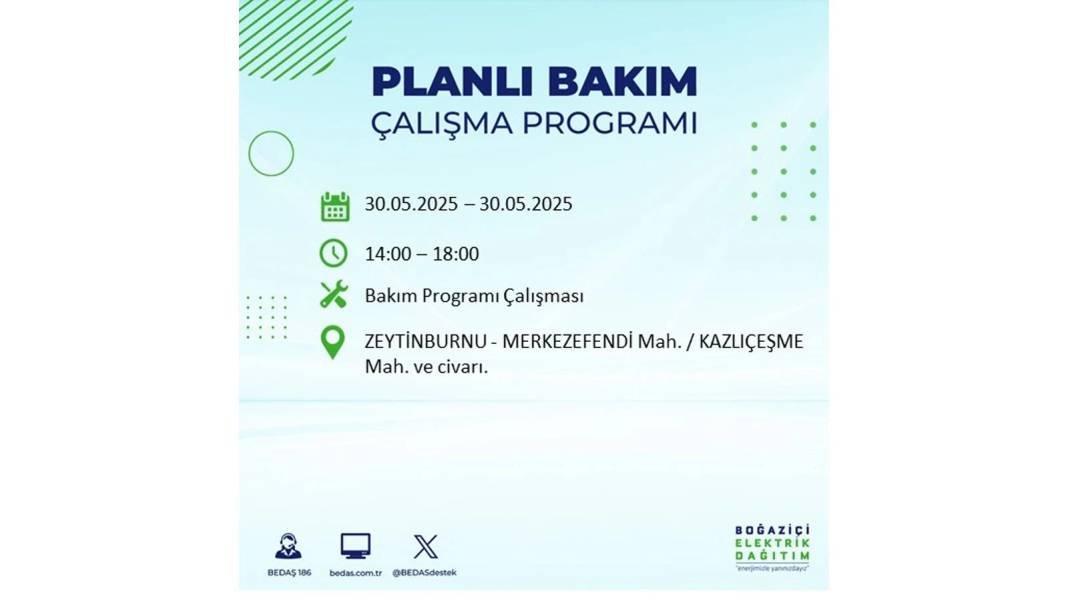 ELEKTRİKLER SAATLERCE OLMAYACAK: BEDAŞ 30 Mayıs Cuma günü elektrik kesintisi yaşayacak ilçeleri sıraladı 1