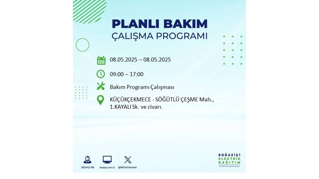 BÜYÜK ELEKTRİK KESİNTİSİ YAŞANACAK: 8 Mayıs Perşembe İstanbul elektrik kesintisi. BEDAŞ o ilçeleri uyardı! 28