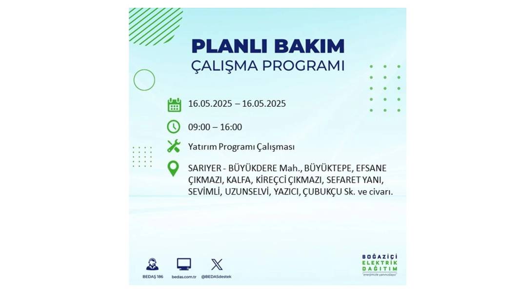 KARANLIĞA HAPSOLACAKLAR: 16 Mayıs Cuma İstanbul elektrik kesintisi. BEDAŞ elektrik kesintisi yaşayacak ilçeleri sıraladı! 17
