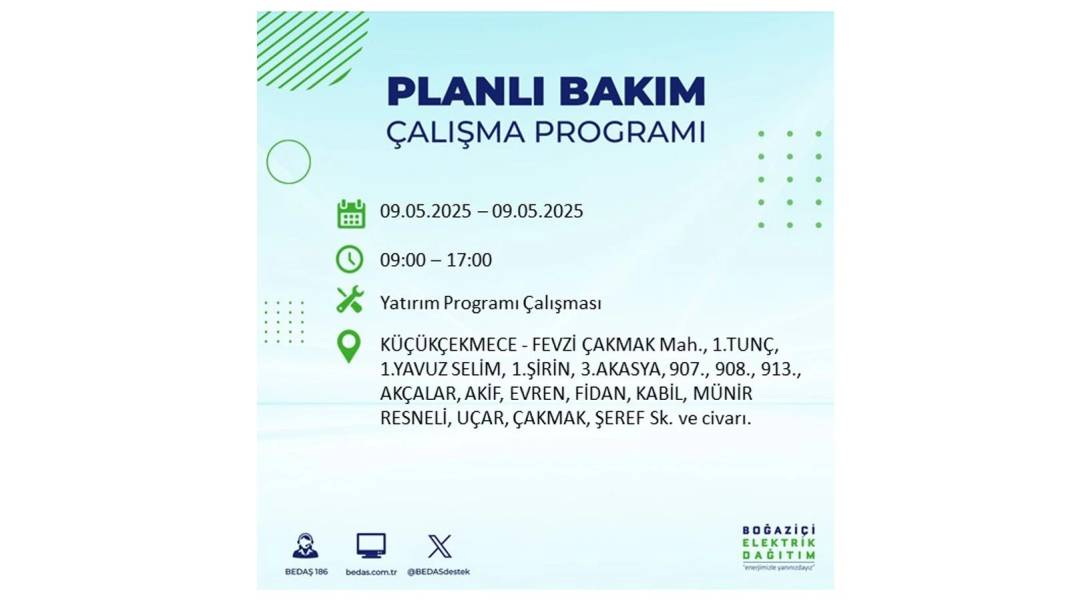 O İLÇELER KARANLIĞA GÖMÜLECEK: 9 Mayıs Cuma elektrik kesintisi yaşayacak ilçeler belli oldu. BEDAŞ'tan uyarı geldi! 28