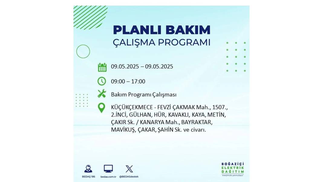 O İLÇELER KARANLIĞA GÖMÜLECEK: 9 Mayıs Cuma elektrik kesintisi yaşayacak ilçeler belli oldu. BEDAŞ'tan uyarı geldi! 26