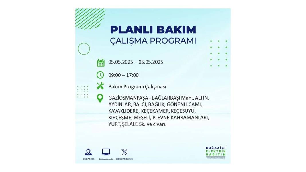 BÜYÜK ELEKTRİK KESİNTİSİ YAŞANACAK: BEDAŞ 5 Mayıs Pazartesi elektrik kesintisi yaşayacak ilçeleri sıraladı! 34