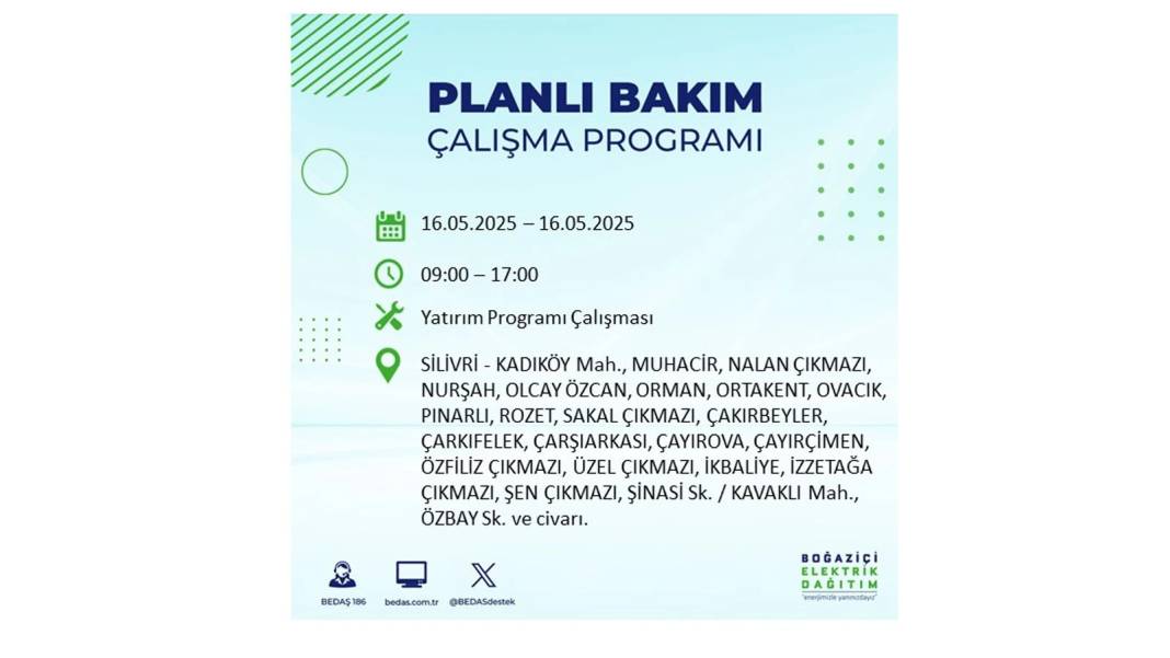 KARANLIĞA HAPSOLACAKLAR: 16 Mayıs Cuma İstanbul elektrik kesintisi. BEDAŞ elektrik kesintisi yaşayacak ilçeleri sıraladı! 14