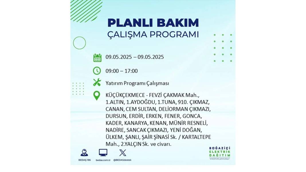 O İLÇELER KARANLIĞA GÖMÜLECEK: 9 Mayıs Cuma elektrik kesintisi yaşayacak ilçeler belli oldu. BEDAŞ'tan uyarı geldi! 20