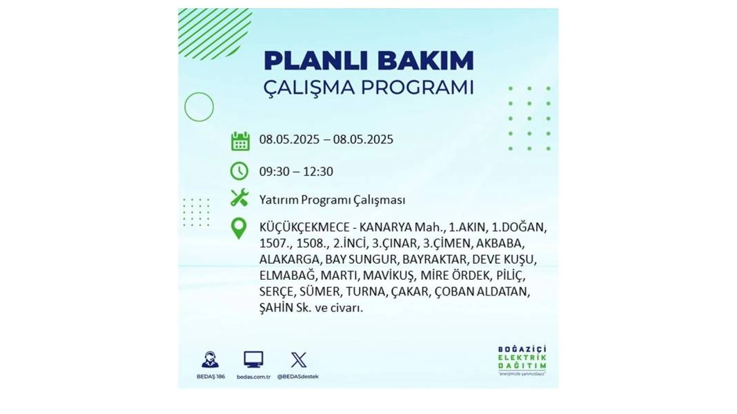 BÜYÜK ELEKTRİK KESİNTİSİ YAŞANACAK: 8 Mayıs Perşembe İstanbul elektrik kesintisi. BEDAŞ o ilçeleri uyardı! 22