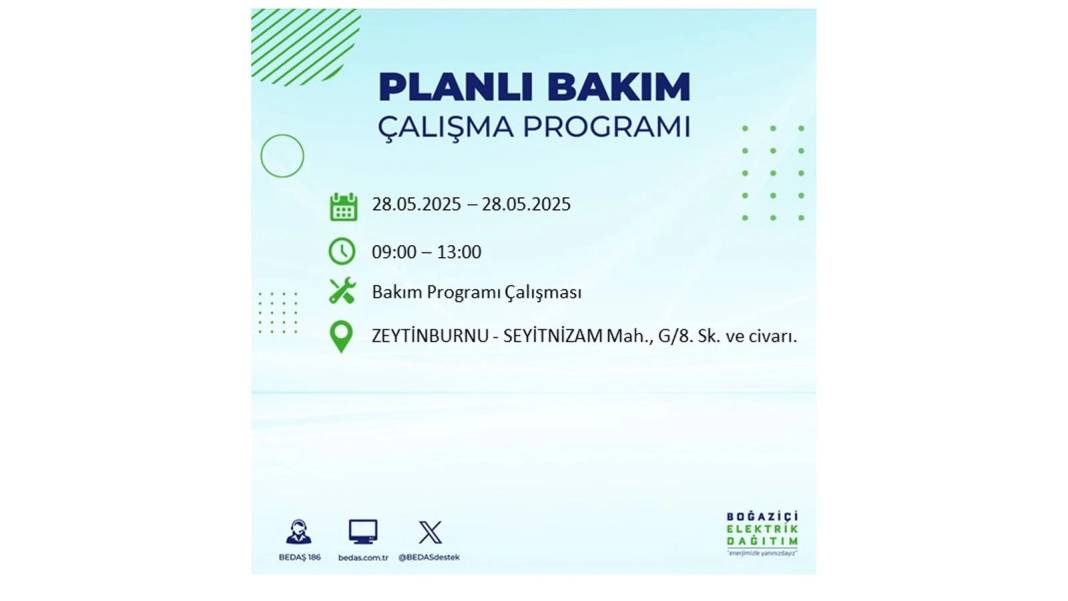 SAATLERCE ELEKTRİK OLMAYACAK: BEDAŞ 28 Mayıs Çarşamba elektrik kesintisi yaşayacak ilçeleri sıraladı 3