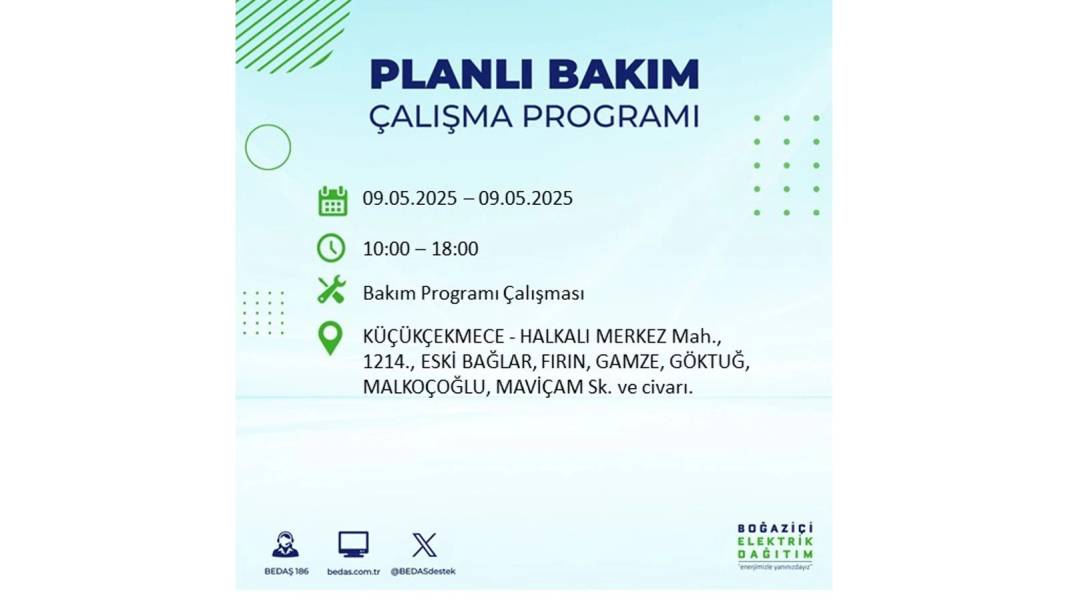 O İLÇELER KARANLIĞA GÖMÜLECEK: 9 Mayıs Cuma elektrik kesintisi yaşayacak ilçeler belli oldu. BEDAŞ'tan uyarı geldi! 22