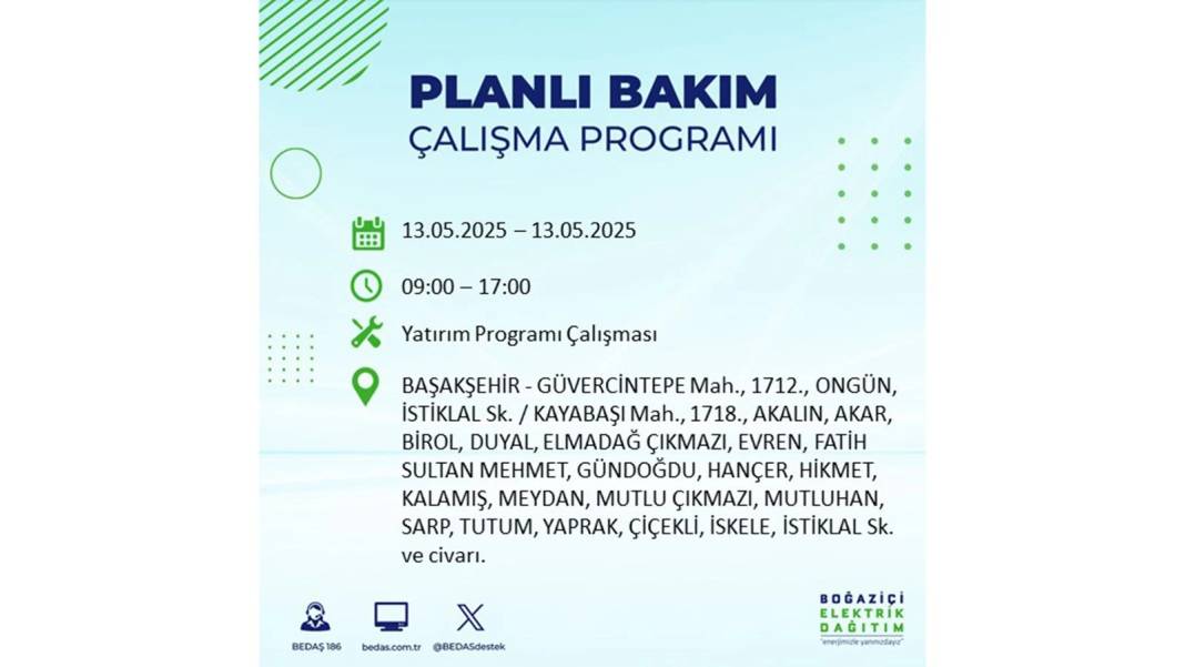 KARANLIĞA GÖMÜLECEKLER: 13 Mayıs Salı İstanbul elektrik kesintisi. BEDAŞ elektrik kesintisi yaşayacak ilçeleri sıraladı 3